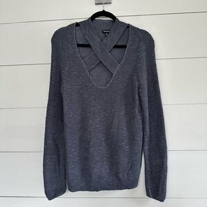 Torrid Women’s Gray Blue Cross Front Sweater 0 Large